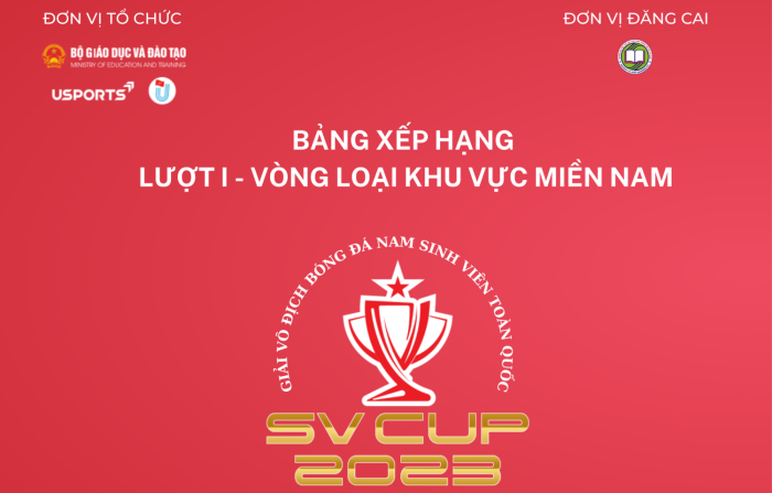 BẢNG XẾP HẠNG GIẢI “SV CUP 2023”  - KHU VỰC MIỀN NAM (LƯỢT I)