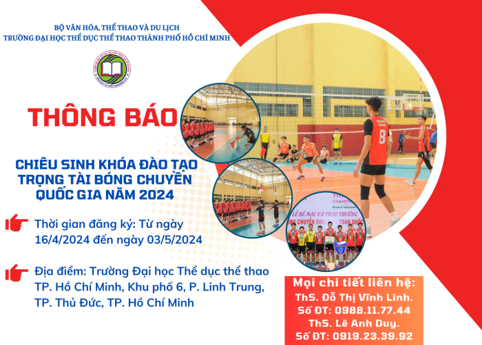 THÔNG BÁO CHIÊU SINH KHÓA ĐÀO TẠO TRỌNG TÀI BÓNG CHUYỀN QUỐC GIA NĂM 2024