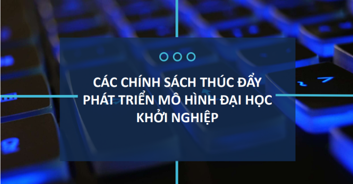 CHÍNH SÁCH HỖ TRỢ  CỦA THÀNH PHỐ THÚC ĐẨY  MÔ HÌNH ĐẠI HỌC KHỞI NGHIỆP